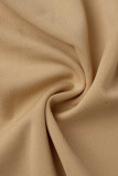 ローズレッド スイート ブリティッシュ スタイル ソリッド パッチワーク ターンバックカラー 長袖ドレス プラスサイズ ドレス