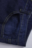 Ljusblått Mode Casual Solid Bandage urholkat Plus Size Jeans