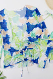 Costumi da bagno pieghevoli con stampa patchwork blu bianco