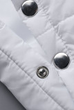 Vêtement d'extérieur à fermeture à glissière avec boutons en patchwork solide de rue décontractée blanc