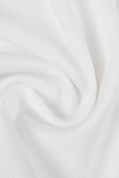 Witte sexy effen patchwork rits met vierkante kraag, normale bodysuits