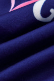 Повседневная верхняя одежда с принтом в стиле пэчворк и пряжкой королевского синего цвета