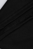 Robe sans manches à col en V et à plis solides à la mode noire