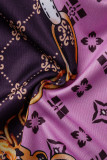 Пурпурные узкие комбинезоны на одно плечо с пикантным принтом в стиле пэчворк