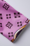 Combinaisons skinny violet sexy imprimé patchwork une épaule