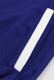 Vêtement d'extérieur décontracté à boucle patchwork imprimé rue bleu royal