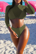 Армейский зеленый сексуальный сплошной лоскутный прозрачный купальник