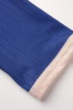 Due pezzi manica lunga basic casual patchwork moda blu