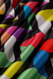 Многоцветный повседневный принт в стиле пэчворк с V-образным вырезом и комбинезонами больших размеров