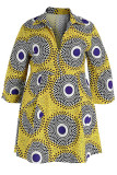 Robes multicolores décontractées imprimées patchwork col en V ligne A grande taille