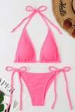 Pink Fashion Sexy Solid Backless Strap Design Swimwears