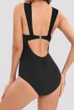 Black Fashion Sexy Patchwork Hollowed Out Backless Swimwears