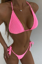 Roze Mode Sexy Solid Backless Strap Design Swimwears