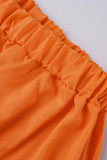 Orange Sexig Casual Solid Backless Off the Shoulder Långärmad Klänningar