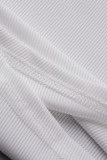 Robe blanche décontractée à col rond asymétrique solide
