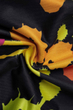 Zwarte sexy patchwork tie-dye skinny jumpsuits met ritskraag