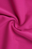 Rosa roja Moda Casual Letra Imprimir Básico O Cuello Tallas grandes Tops