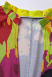 Grijze sexy patchwork tie-dye skinny jumpsuits met ritskraag