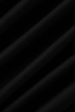 Zwarte mode effen patchwork doorzichtige halve coljurken met lange mouwen