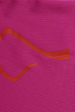 Top di dimensioni casuali con stampa di lettere casual alla moda rosso rosa