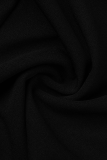 Robes de robe irrégulières à col rond en maille noire sexy à pampilles solides