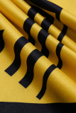 Robes jaunes jupe crayon à col roulé et imprimé décontracté en patchwork
