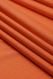 Tangerine Röd Mode Casual Print Slit O Neck Kort ärm Två delar