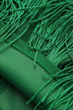 Grönt mode Solid Tofs Patchwork Vanlig hög midja Rak enfärgad bottnar