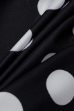 Черный модный сексуальный комбинезон с принтом в горошек и V-образным вырезом, обычный комбинезон