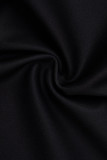 Schwarze Mode Sexy Farbe Klumpen Reißverschluss V-Ausschnitt Skinny Strampler