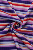 Stripe Fashion Casual Striped Print Bandage O Шея Plus Size Two Pieces