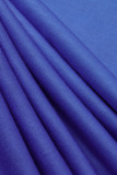 Robe bleue sexy décontractée à col en U avec imprimé à changement progressif