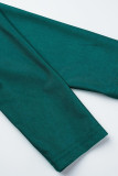Vestidos de manga larga de cuello alto con pliegue sólido sexy de moda verde