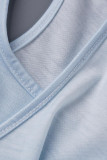 Blå Sexig Casual Gradvis förändring Tryck Basic U-hals västklänning