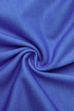 Vestido azul sexy casual com estampa de mudança gradual básico colete decote em U