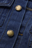 Chaqueta de mezclilla regular de media manga con cuello vuelto de retazos sólidos casuales de moda azul vaquero