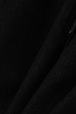 Faldas de mezclilla delgadas de cintura alta con frenillo sólido sexy de moda negro