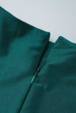 Grönt Mode Sexiga Solid Vik Half A Turtleneck Långärmade Klänningar