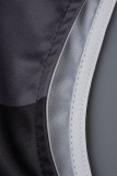 Schwarze Mode Sexy Farbe Klumpen Reißverschluss V-Ausschnitt Skinny Strampler