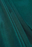 カラー ブルー ファッション セクシー ソリッド フォールド ハーフ A タートルネック ロング スリーブ ドレス