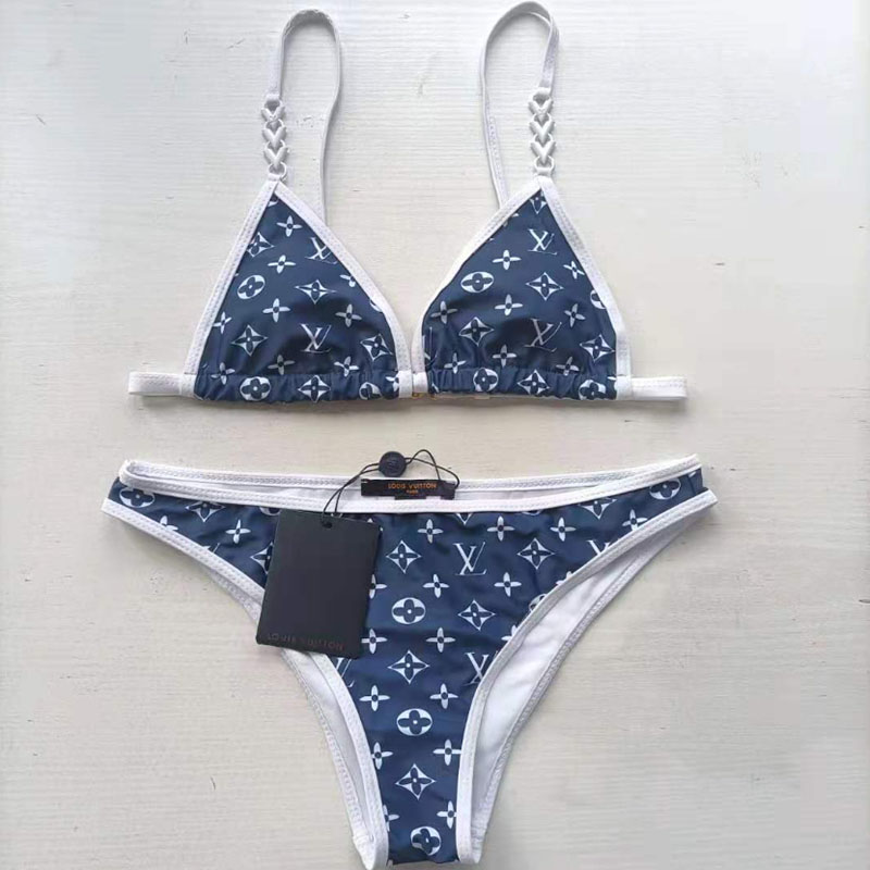 

Blue Fashion Sexy Print Split Joint Swimwears