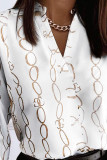 Blusas brancas com estampa casual patchwork decote em V