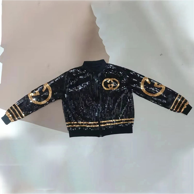 

Black Fashion Street Letter Sequins Outerwear