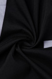 ブラック ファッション オフショルダー ノースリーブ スリップ スワガー 膝丈 プリント ドレス