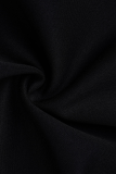 Due pezzi a maniche corte con colletto alla coreana patchwork solido casual nero