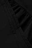ブラック ファッション オフショルダー ノースリーブ スリップ スワガー 膝丈 プリント ドレス