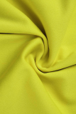 T-shirts jaunes à imprimé patchwork à col rond