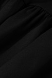 Zwarte mode off-shoulder mouwloos slip swagger knielange print jurken