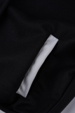 Due pezzi a maniche corte con colletto alla coreana patchwork solido casual nero
