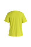 Gele casual T-shirts met patchwork en O-hals